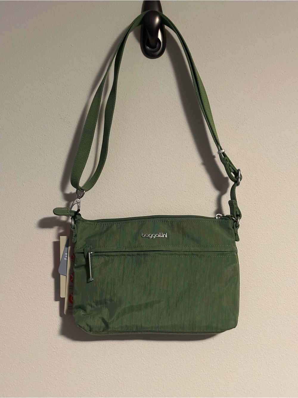 Baggallini Securtex Memento Crossbody Thyme Green Anti-Theft RFID NWT